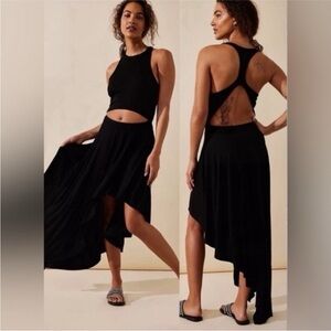 Free People Beach Bethany Midi Tank Dress black one piece Small